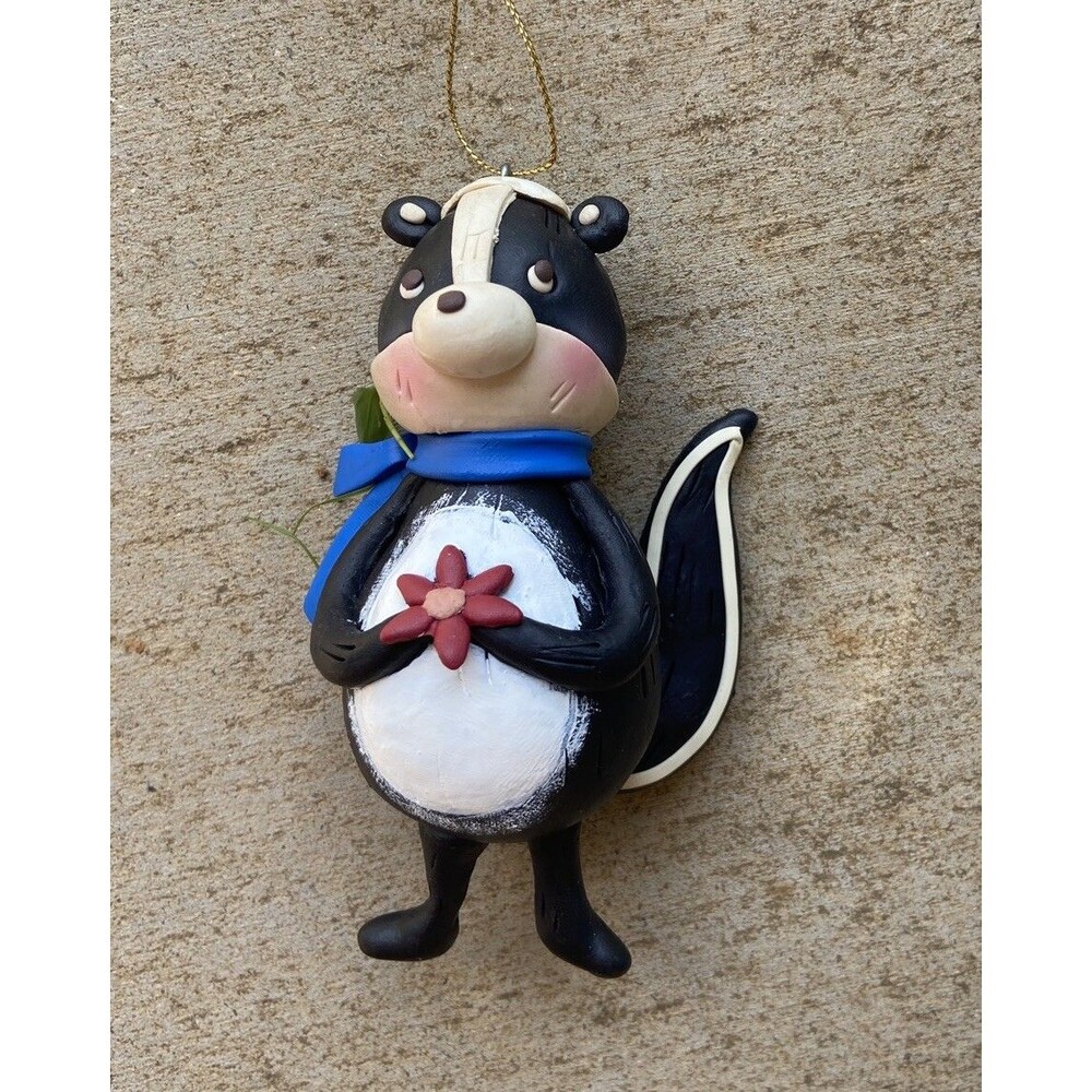 Midwest-CBK  Black and White Clay Skunk Christmas Ornament Hand Crafted